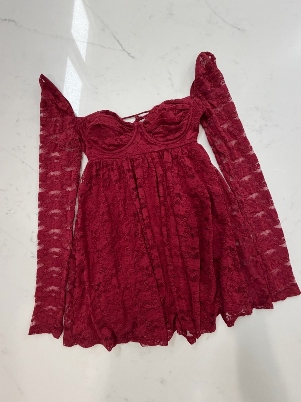 Lucy in the Sky Red Lace Corset Mini Dress Size S